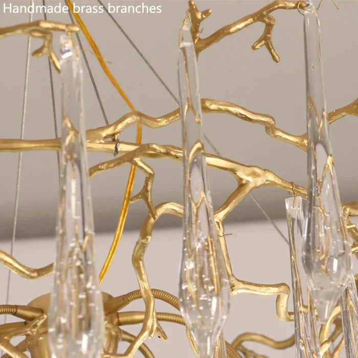 Crystal Droplet Branch Staircase Chandelier