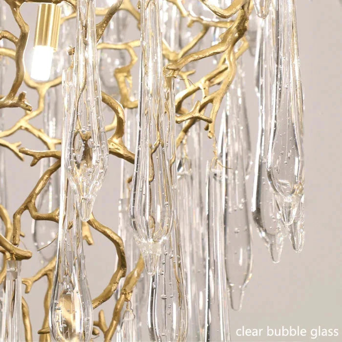 Crystal Droplet Branch Staircase Chandelier